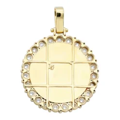 Large Round Customizable Picture Pendant 2 Carat Diamond Medallion 10K Yellow Gold -Outlet Bijou Lush Store large round customizable picture pendant 2 carat diamond medallion 10k gold 870105 backye