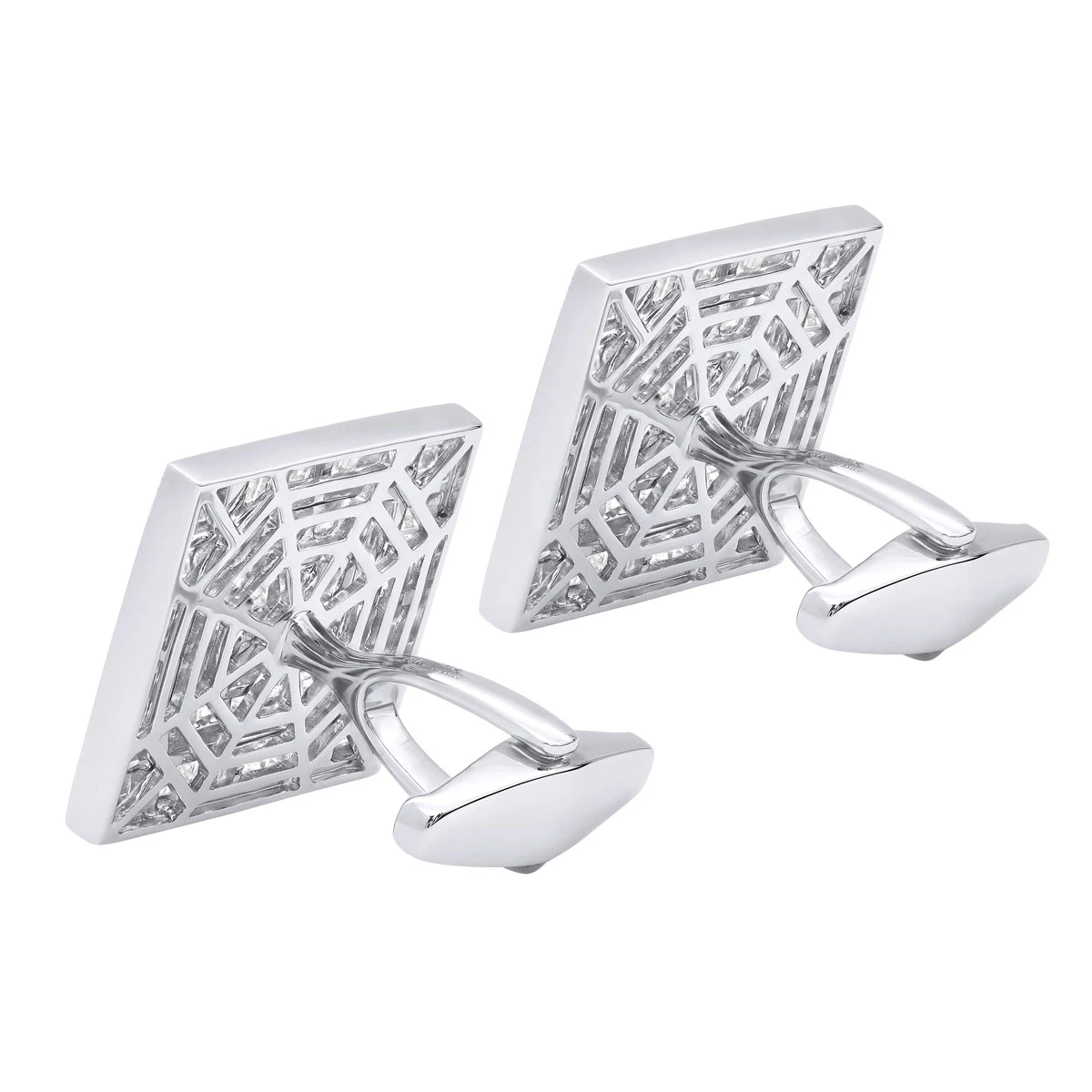 Luccello Designer 14K White Gold & Diamond Cufflinks For Men Gold Cuff Links 7.47ct 5 Luccello Designer 14K White Gold & Diamond Cufflinks For Men Gold Cuff Links 7.47ct - Image 4