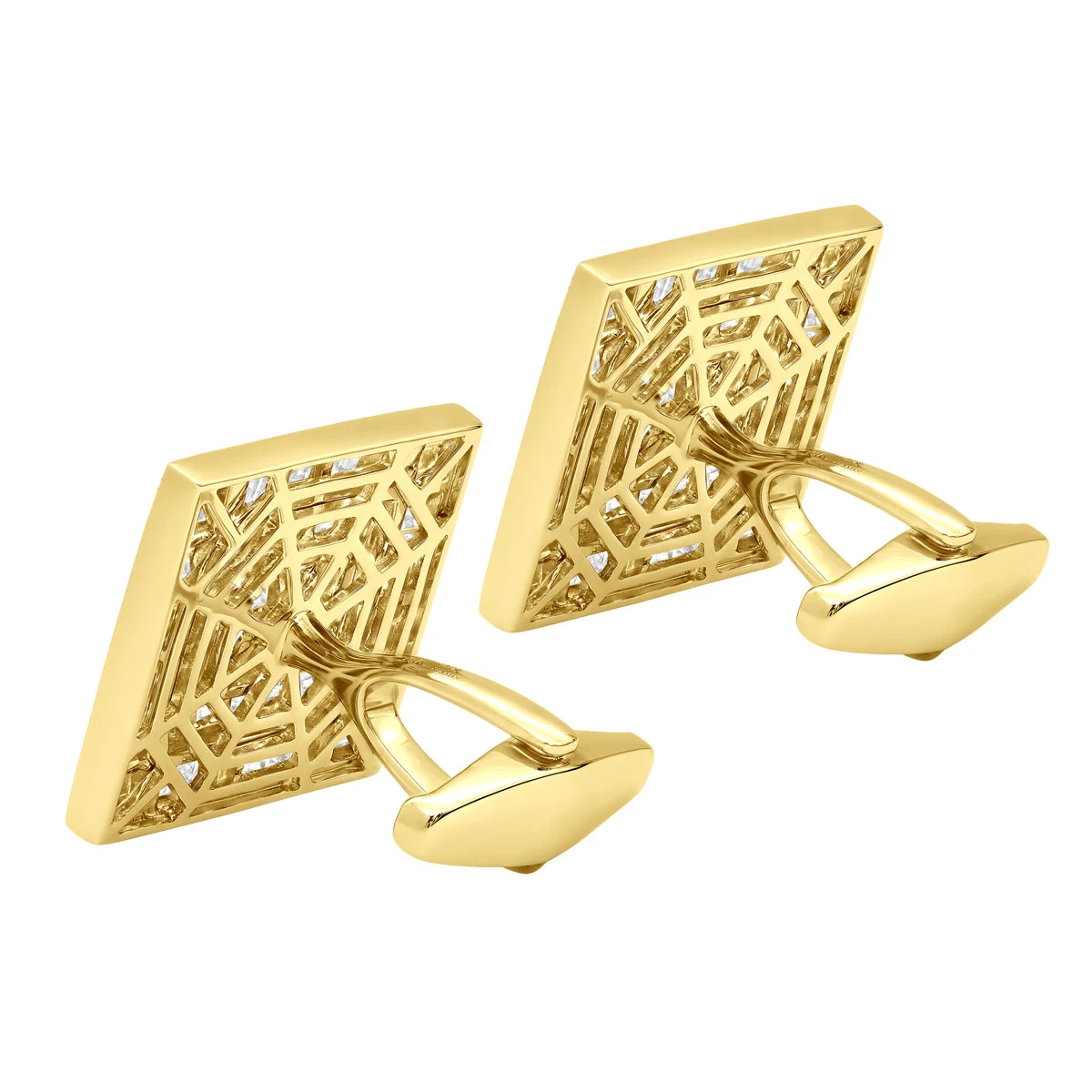 Luccello Designer 14K White Gold & Diamond Cufflinks For Men Gold Cuff Links 7.47ct 6 Luccello Designer 14K White Gold & Diamond Cufflinks For Men Gold Cuff Links 7.47ct - Image 5