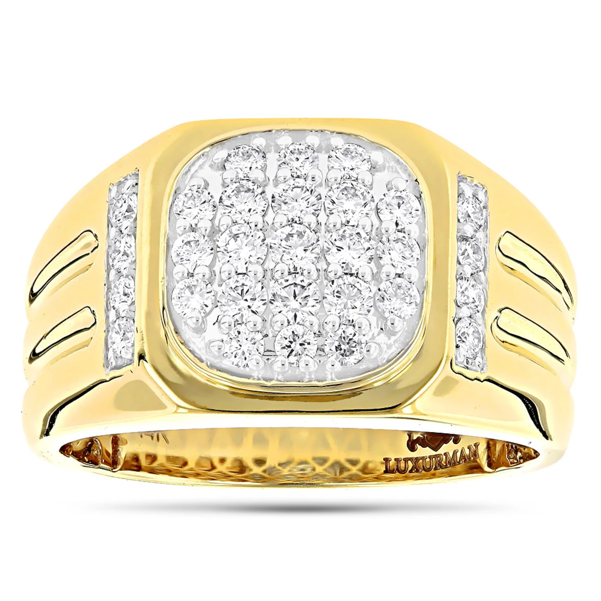 Luxurman 1 Carat Men's Diamond Ring 14K White Gold Pinky Ring 4 Luxurman 1 Carat Men's Diamond Ring 14K White Gold Pinky Ring - Image 2