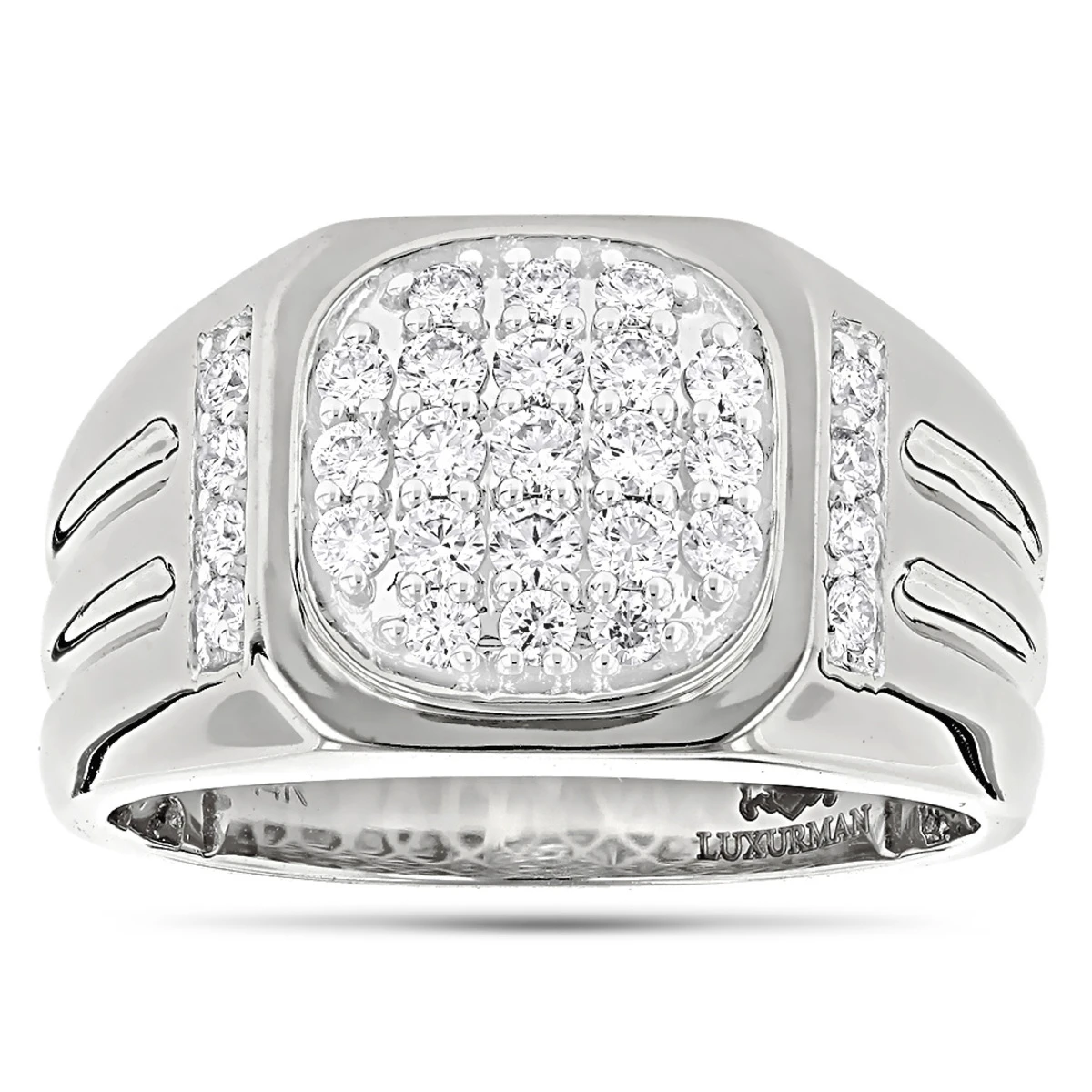 Luxurman 1 Carat Men's Diamond Ring 14K White Gold Pinky Ring 3 Luxurman 1 Carat Men's Diamond Ring 14K White Gold Pinky Ring