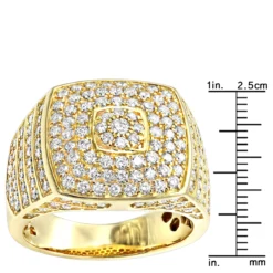 Luxurman 14K Yellow Gold Men's Diamond Ring Square Shape 2.5ct Pinky Ring -Outlet Bijou Lush Store luxurman 14k gold mens diamond ring square shape 2 5ct pinky ring rulerye