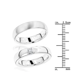 Luxurman 18K White Gold Diamond Matching His And Hers Wedding Band Set Comfort Fit -Outlet Bijou Lush Store luxurman 18k gold diamond matching his and hers wedding band set comfort fit rulerwh