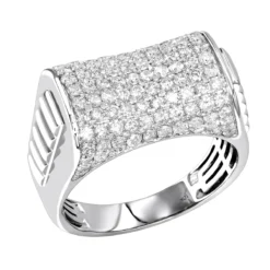 Luxurman 2 Carat Men's Diamond Ring 10K White Gold Pinky Ring