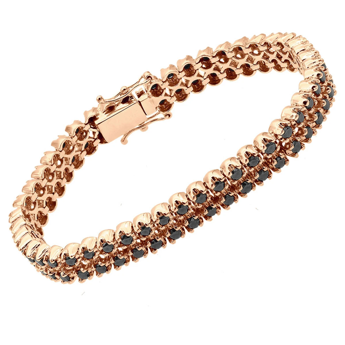 Luxurman Black Diamond 2 Row Men's Diamond Tennis Bracelet Solid 10K Black Plated Gold 7ctw 9 Luxurman Black Diamond 2 Row Men's Diamond Tennis Bracelet Solid 10K Black Plated Gold 7ctw - Image 7