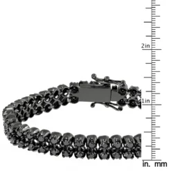 2 Row Prong Set Black Diamond Tennis Bracelet For Men In Sterling Silver 7ct -Outlet Bijou Lush Store luxurman black diamond bracelets 2 row mens diamond tennis bracelet 7ctw ruler 1