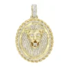 LUXURMAN Medallion 14K Yellow Gold Real Diamond Lions Head Pendant 1ct