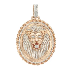 LUXURMAN Medallion 14K Yellow Gold Real Diamond Lions Head Pendant 1ct -Outlet Bijou Lush Store luxurman medallion 14k gold real diamond lions head pendant 1ct ro