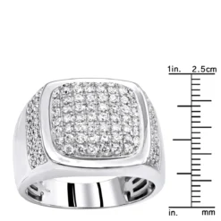 Luxurman Men's 10K White Gold Unique Diamond Wedding Band 1.5 Carat -Outlet Bijou Lush Store luxurman mens diamond rings 10k gold unique diamond wedding band 15 carat rulerwh