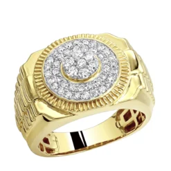 0.9ct 10K Yellow Gold Diamond Ring For Men