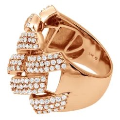 Solid 14K White Gold Cuban Link Ring Iced Out Men's Diamond Band 2 Carats -Outlet Bijou Lush Store luxurman solid 14k gold cuban link ring iced out mens diamond band 19ct 803249 back rose