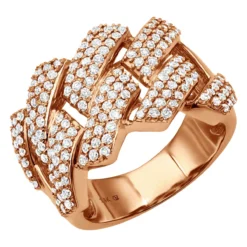 Solid 14K White Gold Cuban Link Ring Iced Out Men's Diamond Band 2 Carats -Outlet Bijou Lush Store luxurman solid 14k gold cuban link ring iced out mens diamond band 19ct 803249 rose