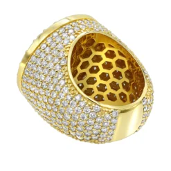 Luxurman Statement 14K Yellow Gold Unique White Blue Diamond Men[s Ring 11ct -Outlet Bijou Lush Store luxurman statement jewelry 14k gold unique white blue diamond mens ring 11c backye