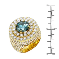 Luxurman Statement 14K Yellow Gold Unique White Blue Diamond Men[s Ring 11ct -Outlet Bijou Lush Store luxurman statement jewelry 14k gold unique white blue diamond mens ring 11c rulerye
