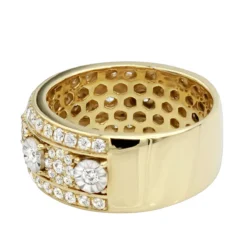 Luxurman Unique Men's Diamond Wedding Band 14K Yellow Gold 2.25ct Anniversary Ring -Outlet Bijou Lush Store luxurman unique mens diamond wedding band 14k gold 2 25ct anniversary ring backye