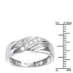 Men's 14K White Gold 5 Stone Diamond Wedding Band 0.20ct -Outlet Bijou Lush Store mens 14k 5 stone diamond wedding band 020ct p 22527 rulerwh