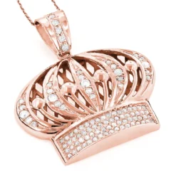 Men's 14K White Gold Crown Diamond Pendant 1.37ct -Outlet Bijou Lush Store mens 14k gold crown diamond pendant 137ct p 5928 ro