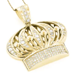 Men's 14K White Gold Crown Diamond Pendant 1.37ct -Outlet Bijou Lush Store mens 14k gold crown diamond pendant 137ct p 5928 ye