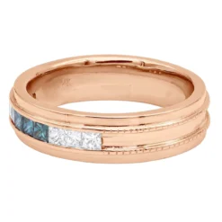 Men's 14K White Gold White Blue Diamond Wedding Band 0.98ct -Outlet Bijou Lush Store mens 14k gold white blue diamond wedding band 098ct p 6432 backro