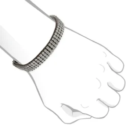 Men's 3 Row Black Diamond Bracelet 0.5ct In Sterling Silver -Outlet Bijou Lush Store mens 3 row black diamond bracelet 062ct in sterling silver 3