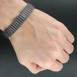 Men's 4 Row Black Diamond Bracelet 0.90ct Sterling Silver -Outlet Bijou Lush Store mens 4 row black diamond bracelet 090ct sterling silver p 49428bod