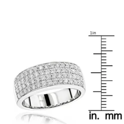 Men's 4 Row Diamond Wedding Band 1.39ct 14K White Gold -Outlet Bijou Lush Store mens 4 row diamond wedding band 139ct 14k gold p 44417 rulerwh