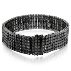 Men's 6 Row Black Diamond Bracelet 1.35ct Sterling Silver 6 Men's 6 Row Black Diamond Bracelet 1.35ct Sterling Silver -Outlet Bijou Lush Store mens 6 row black diamond bracelet 135ct sterling silver p 49194back