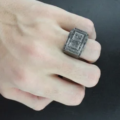 Men's Black Diamond Ring 0.5 Ct 10K Black Plated Gold -Outlet Bijou Lush Store mens black diamond ring 058ct 10k p 42281bod