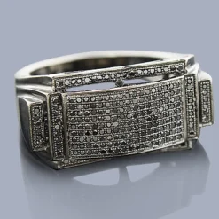 Men's Black Diamond Ring 10K Black Plated Gold 0.53ct