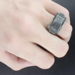 Men's Black Diamond Ring 10K Black Plated Gold 0.53ct -Outlet Bijou Lush Store mens black diamond ring 10k 053ct p 40371bod