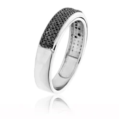Men's Black Diamond Wedding Band 0.6ct 14K White Gold Pave Diamonds Ring -Outlet Bijou Lush Store mens black diamond wedding band 06ct 14k gold pave diamonds ring 2