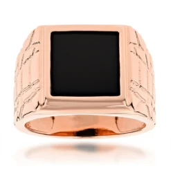 Men's Black Onyx Ring 14K Yellow Gold -Outlet Bijou Lush Store mens black onyx ring in 14k yellow gold ro