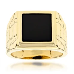 Men's Black Onyx Ring 14K Yellow Gold