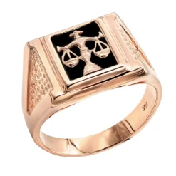 Men's Black Onyx 14K Yellow Gold Libra Scales Ring -Outlet Bijou Lush Store mens black onyx rings 14k white gold libra scales ring p 6349 ro