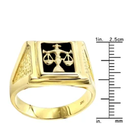 Men's Black Onyx 14K Yellow Gold Libra Scales Ring -Outlet Bijou Lush Store mens black onyx rings 14k white gold libra scales ring p 6349 rulerye
