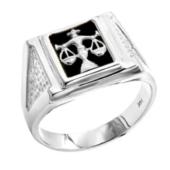 Outlet Bijou Lush Store -Outlet Bijou Lush Store mens black onyx rings 14k white gold libra scales ring p 6349 wh