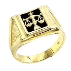 Men's Black Onyx 14K Yellow Gold Libra Scales Ring