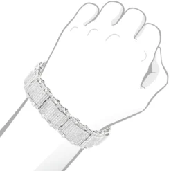 Men's 10K White Gold Pave Diamond Bracelet 5.25ct Bracelet -Outlet Bijou Lush Store mens bracelets 10k gold pave diamond bracelet 525ct bodwh