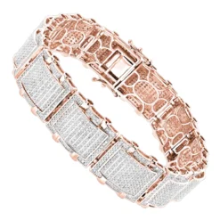 Men's 10K White Gold Pave Diamond Bracelet 5.25ct Bracelet -Outlet Bijou Lush Store mens bracelets 10k gold pave diamond bracelet 525ct ro