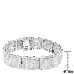 Men's 10K White Gold Pave Diamond Bracelet 5.25ct Bracelet -Outlet Bijou Lush Store mens bracelets 10k gold pave diamond bracelet 525ct rulerwh