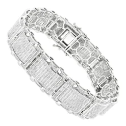 Men's 10K White Gold Pave Diamond Bracelet 5.25ct Bracelet
