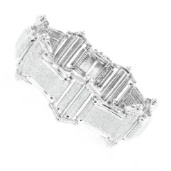 14K White Gold Pave Diamond Bracelet For Men 7.98ct