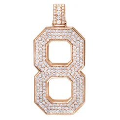 Men's Custom 14K White Gold Large 7 Carat VVS Diamonds Number 8 Pendant -Outlet Bijou Lush Store mens custom pendant jewelry 14k gold large 7 carat vvs diamonds number 8 001288 ro