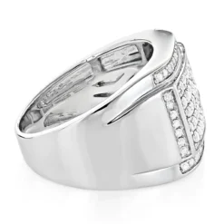 Men's Diamond Band 14K White Gold Wedding Ring 1ct By Luxurman -Outlet Bijou Lush Store mens diamond band 14k gold wedding ring 095ct by luxurman backwh