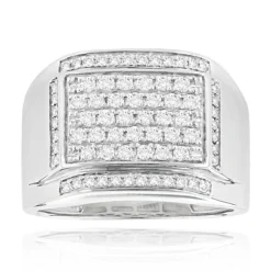 Men's Diamond Band 14K White Gold Wedding Ring 1ct By Luxurman