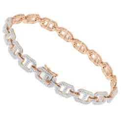 Men's Diamond Bracelet 10K Yellow Gold Mariner Chain Style 3.5 Carats -Outlet Bijou Lush Store mens diamond bracelet solid 10k gold mariner chain style 35 carats 407170 rose 1686359585