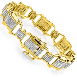 Men's Diamond 10K Yellow Gold 3.29ct Bracelet -Outlet Bijou Lush Store mens diamond bracelets 10k gold 329ct p 43623 backye