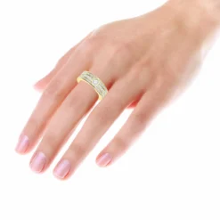 Men's Diamond Eternity Band 18K Yellow Gold Ring Baguette & Round Diamonds 4.5ct -Outlet Bijou Lush Store mens diamond eternity band 18k gold ring baguette round diamonds 45ct 100659 body yellow