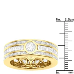 Men's Diamond Eternity Band 18K Yellow Gold Ring Baguette & Round Diamonds 4.5ct -Outlet Bijou Lush Store mens diamond eternity band 18k gold ring baguette round diamonds 45ct 100659 ruler yellow