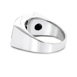 Men's Diamond 14K White Gold Ring By Luxurman 0.8ct Wedding Band -Outlet Bijou Lush Store mens diamond gold ring by luxurman 08ct 14k wedding band backwh